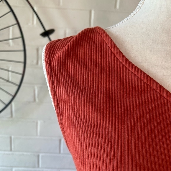 J. Crew one shoulder vintage rib size M orange rust asymmetrical - Picture 7 of 11